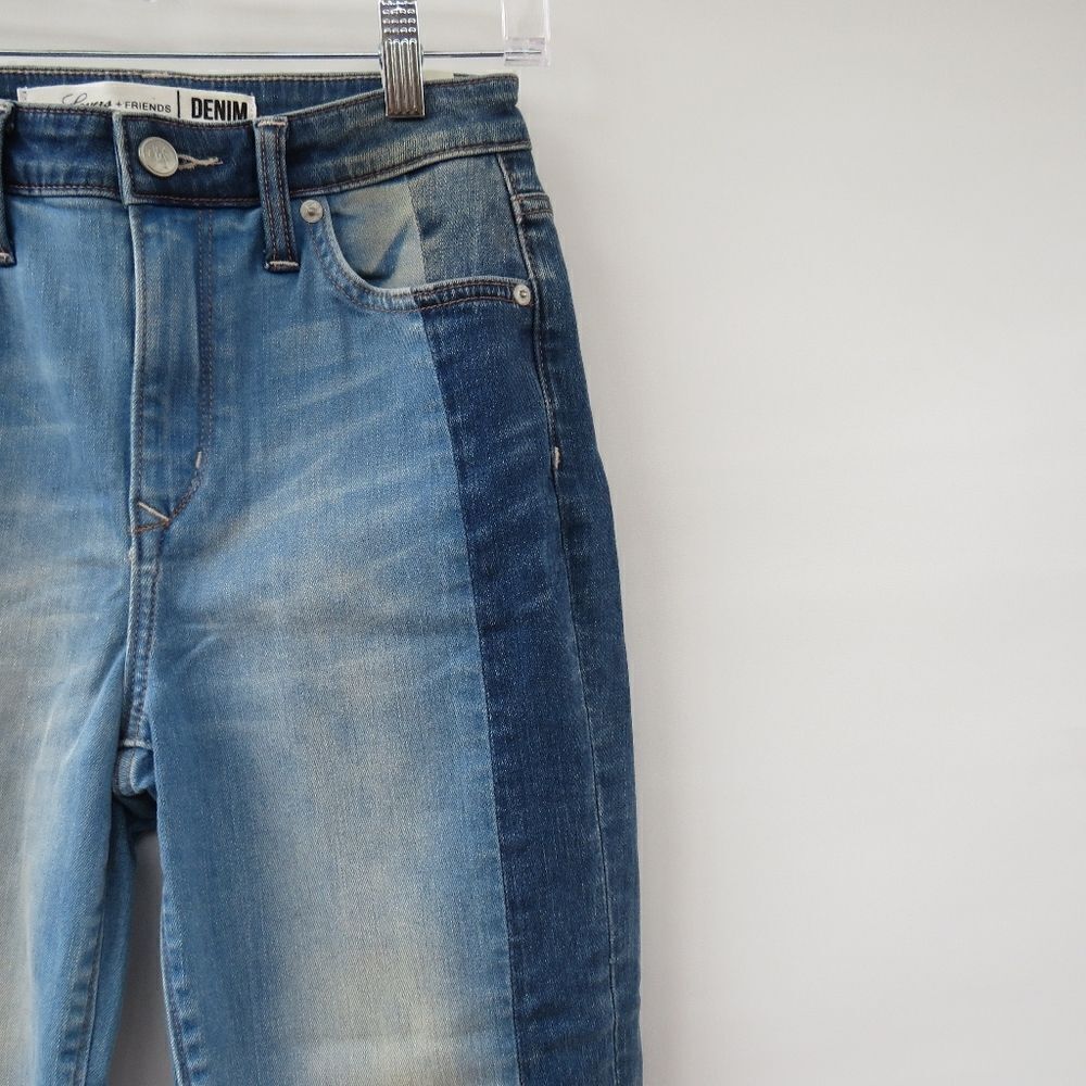 Lovers and Friends Womens Size 26 Mason Two Tone Blue Denim Raw Hem Jeans - Picture 10 of 16